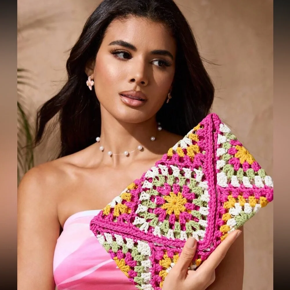 Bright Colorful Crochet Clutch - Picture 9 of 11